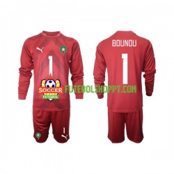 Camisola Júnior Marrocos Yassine Bounou 1 Guarda-redes Principais Equipamento 2022 Manga Comprida
