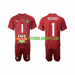 Camisola Júnior Marrocos Yassine Bounou 1 Guarda-redes Principais Equipamento 2022 Manga Curta