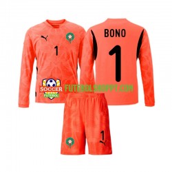 Camisola Júnior Marrocos Yassine Bounou 1 Guarda-redes Principais Equipamento 2024 Manga Comprida