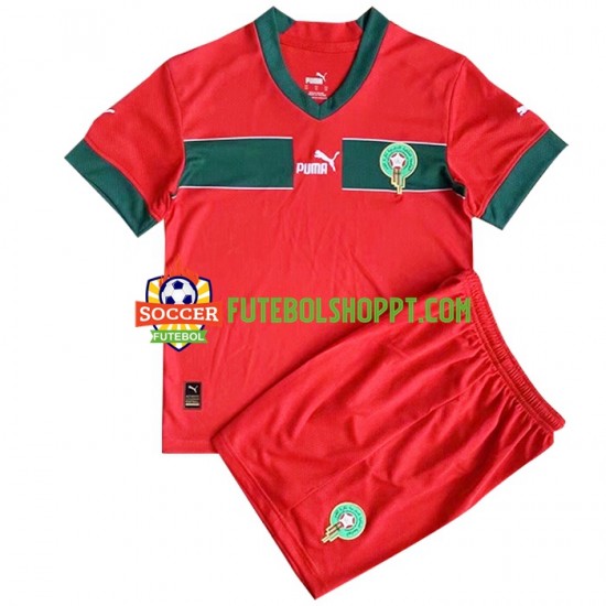 Camisola Júnior Marrocos Principais Equipamento Mundial 2022 Manga Curta