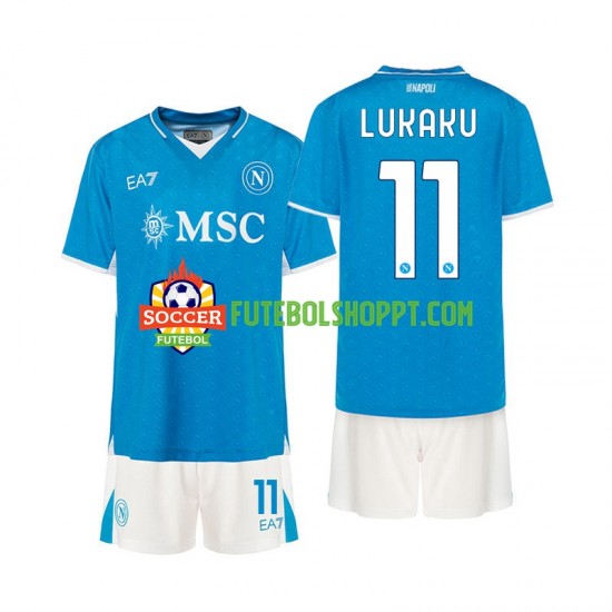 Camisola Júnior Napoli Lukaku 11 Principais Equipamento 2024-2025 Manga Curta
