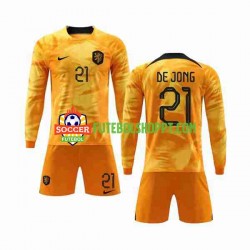 Camisola Júnior Países Baixos De Jong 21 Principais Equipamento Copa do Mundo 2022 Manga Comprida