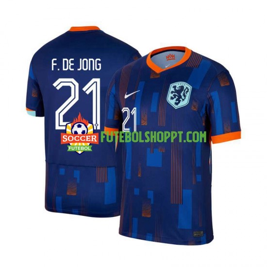 Camisola Homem Países Baixos Frenkie de Jong 21 Alternativa Equipamento Euro 2024 Manga Curta