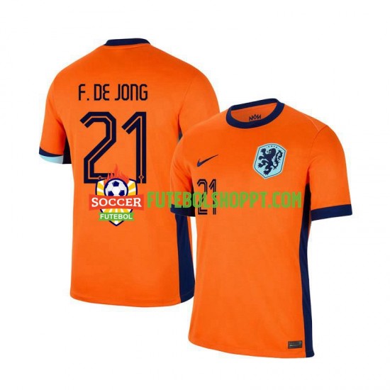 Camisola Homem Países Baixos Frenkie de Jong 21 Principais Equipamento Euro 2024 Manga Curta