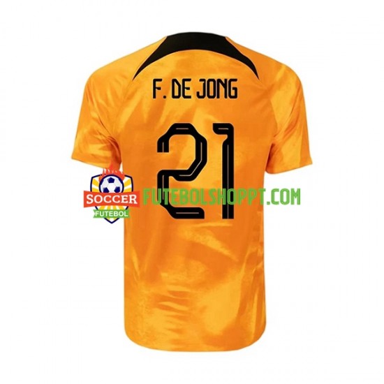 Camisola Homem Países Baixos Frenkie de Jong 21 Principais Equipamento Mundial 2022 Manga Curta
