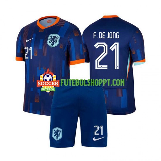 Camisola Júnior Países Baixos Frenkie de Jong 21 Alternativa Equipamento Euro 2024 Manga Curta