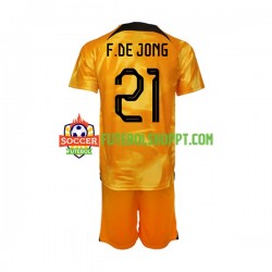 Camisola Júnior Países Baixos Frenkie de Jong 21 Principais Equipamento Mundial 2022 Manga Curta