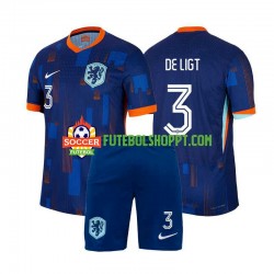 Camisola Júnior Países Baixos Matthijs de Ligt 3 Alternativa Equipamento Euro 2024 Manga Curta