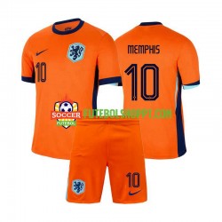 Camisola Júnior Países Baixos Memphis Depay 10 Principais Equipamento Euro 2024 Manga Curta