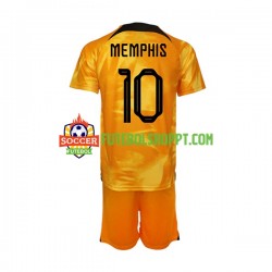 Camisola Júnior Países Baixos Memphis Depay 10 Principais Equipamento Mundial 2022 Manga Curta