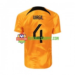 Camisola Homem Países Baixos Virgil 4 Principais Equipamento Mundial 2022 Manga Curta