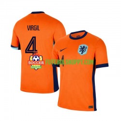 Camisola Homem Países Baixos Virgil van Dijk 4 Principais Equipamento Euro 2024 Manga Curta