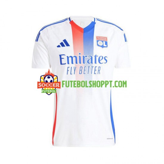 Camisola Homem Olympique Lyonnais Principais Equipamento 2024-2025 Manga Curta