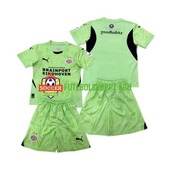 Camisola Júnior PSV Eindhoven Guarda-redes Alternativa Equipamento 2024-2025 Manga Curta