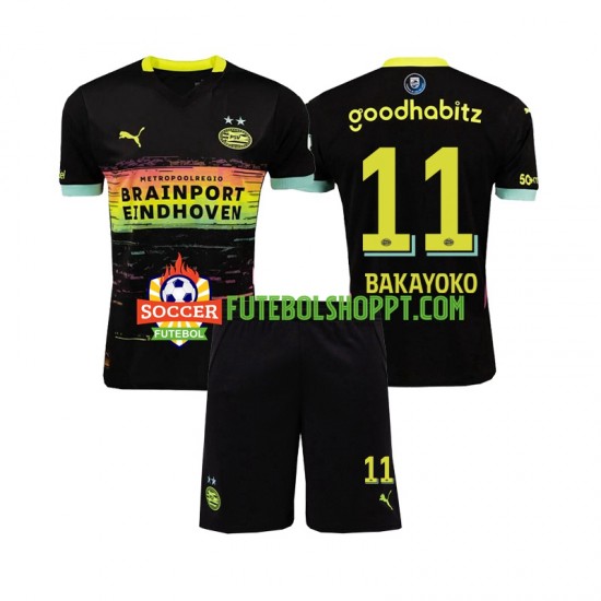 Camisola Júnior PSV Eindhoven Johan Bakayoko 11 Alternativa Equipamento 2024-2025 Manga Curta