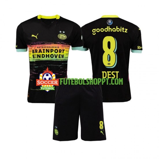 Camisola Júnior PSV Eindhoven Sergino Dest 8 Alternativa Equipamento 2024-2025 Manga Curta