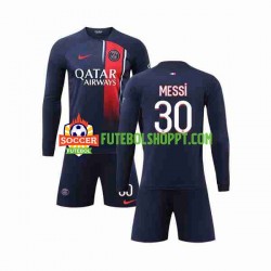 Camisola Júnior Paris Saint-Germain Lionel Messi 30 Principais Equipamento 2023-2024 Manga Comprida