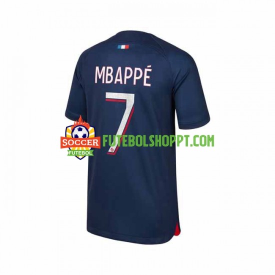 Camisola Homem Paris Saint-Germain Mbappé 7 Principais Equipamento 2023-2024 Manga Curta