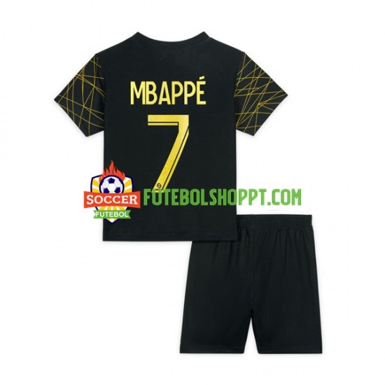 Camisola Júnior Paris Saint-Germain Mbappé 7 Quarto Equipamento 2022-2023 Manga Curta