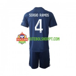 Camisola Júnior Paris Saint-Germain Sergio Ramos 4 Principais Equipamento 2022-2023 Manga Curta