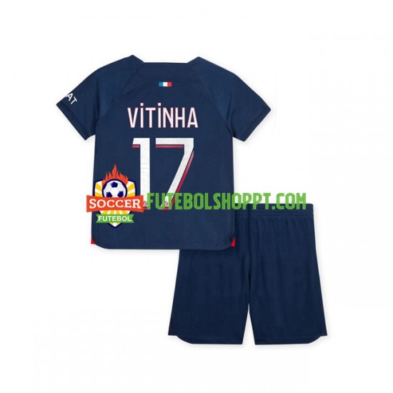 Camisola Júnior Paris Saint-Germain Vitinha 17 Principais Equipamento 2023-2024 Manga Curta
