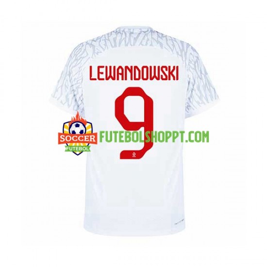 Camisola Homem Polónia Lewandowski 9 Principais Equipamento Mundial 2022 Manga Curta