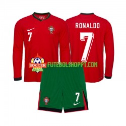 Camisola Júnior Portugal Ronaldo 7 Principais Equipamento Euro 2024 Manga Comprida