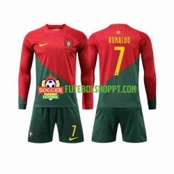 Camisola Júnior Portugal Ronaldo 7 Principais Equipamento Copa do Mundo 2022 Manga Comprida