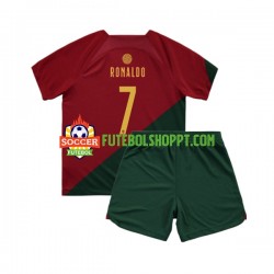 Camisola Júnior Portugal Ronaldo 7 Principais Equipamento Mundial 2022 Manga Curta