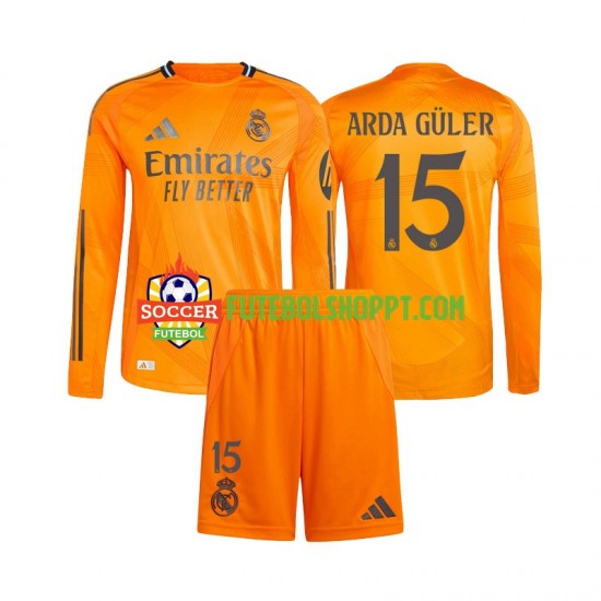 Camisola Júnior Real Madrid Arda Guler 15 Alternativa Equipamento 2024-2025 Manga Comprida