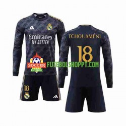 Camisola Júnior Real Madrid Aurelien Tchouameni 18 Alternativa Equipamento 2023-2024 Manga Comprida Camisola Júnior Real Madrid Aurelien Tchouameni 18 Alternativa Equipamento 2023-2024 Manga Comprida