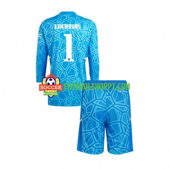 Camisola Júnior Real Madrid Courtois 1 Guarda-redes Principais Equipamento 2022-2023 Manga Comprida
