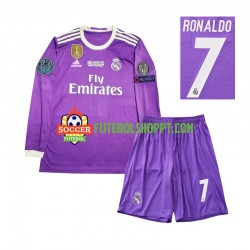 Camisola Júnior Real Madrid Cristiano Ronaldo 7 2016 Retro Alternativa Equipamento Manga Comprida
