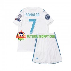 Camisola Júnior Real Madrid Cristiano Ronaldo 7 2017 Retro Principais Equipamento Manga Curta