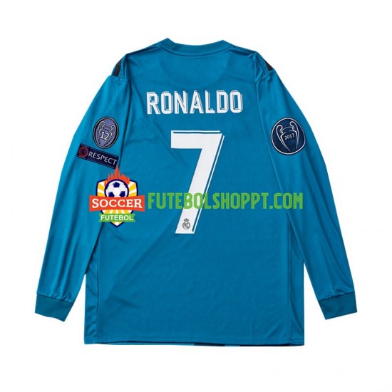 Camisola Homem Real Madrid Cristiano Ronaldo 7 2017 Retro Terceiro Equipamento Manga Comprida