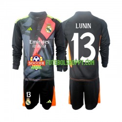 Camisola Júnior Real Madrid Andriy Lunin 13 Guarda-redes Alternativa Equipamento 2024-2025 Manga Comprida