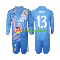 Camisola Júnior Real Madrid Andriy Lunin 13 Guarda-redes Principais Equipamento 2024-2025 Manga Comprida