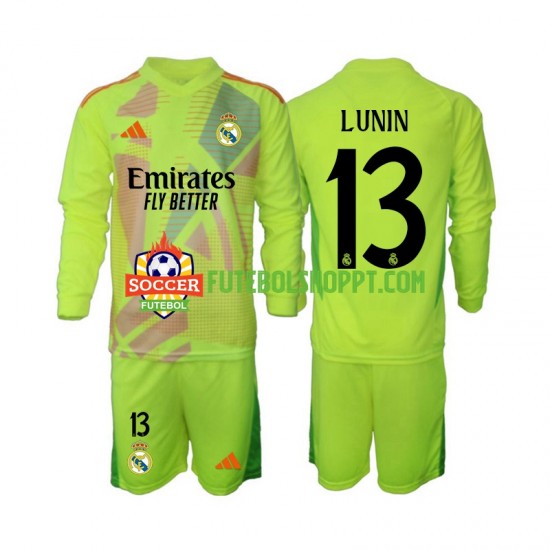 Camisola Júnior Real Madrid Lunin 13 Guarda-redes Quarto Equipamento 2024-2025 Manga Comprida