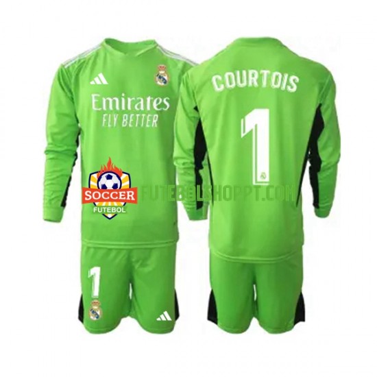 Camisola Júnior Real Madrid Thibaut Courtois 1 Guarda-redes Principais Equipamento 2023-2024 Manga Comprida