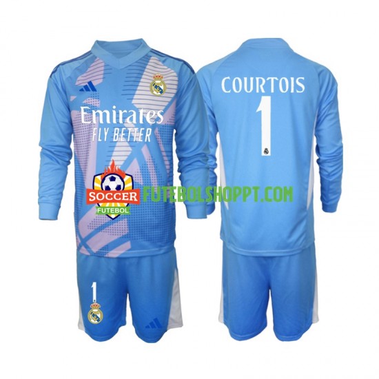 Camisola Júnior Real Madrid Thibaut Courtois 1 Guarda-redes Principais Equipamento 2024-2025 Manga Comprida