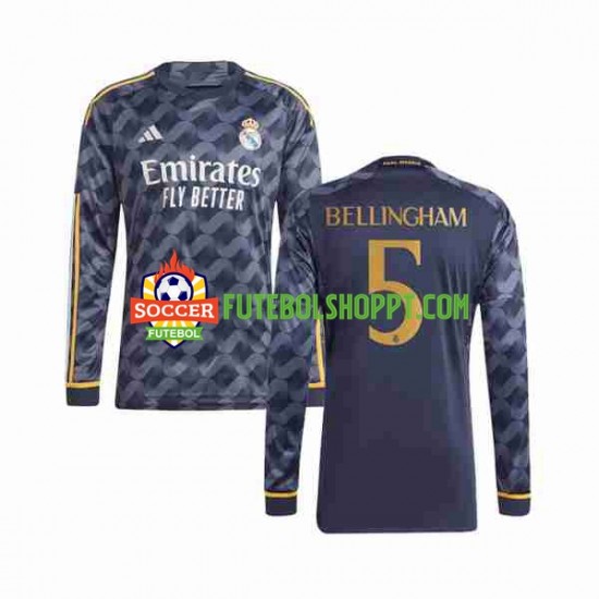 Camisola Homem Real Madrid Jude Bellingham 5 Alternativa Equipamento 2023-2024 Manga Comprida