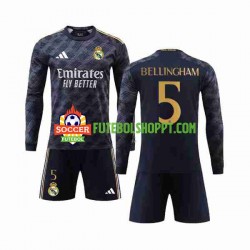 Camisola Júnior Real Madrid Jude Bellingham 5 Alternativa Equipamento 2023-2024 Manga Comprida