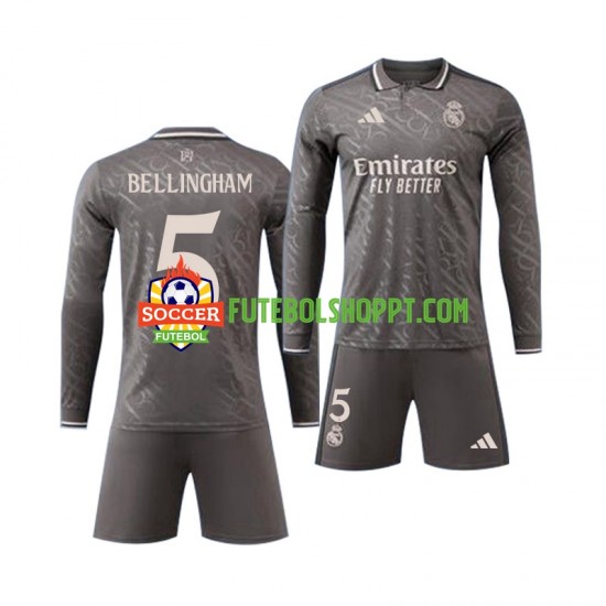 Camisola Júnior Real Madrid Jude Bellingham 5 Terceiro Equipamento 2024-2025 Manga Comprida