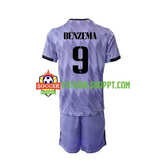 Camisola Júnior Real Madrid Karim Benzema 9 Alternativa Equipamento 2022-2023 Manga Curta