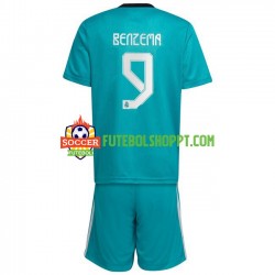 Camisola Júnior Real Madrid Karim Benzema 9 Terceiro Equipamento 2021-2022 Manga Curta