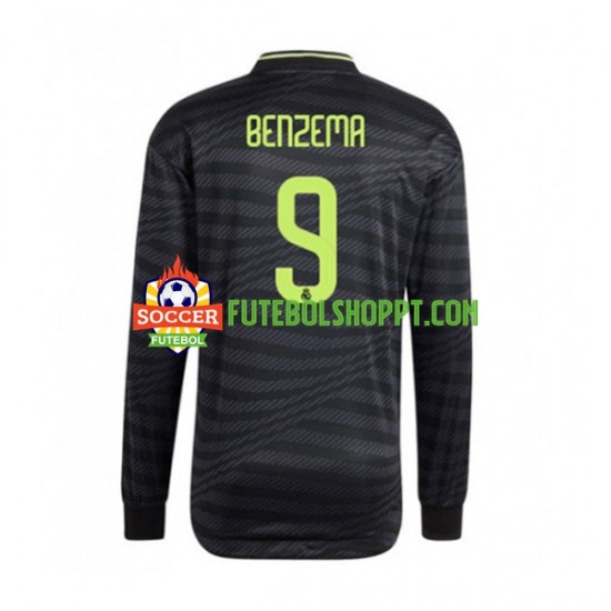 Camisola Homem Real Madrid Karim Benzema 9 Terceiro Equipamento 2022-2023 Manga Comprida