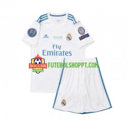 Camisola Júnior Real Madrid 2017 Retro Principais Equipamento Manga Curta