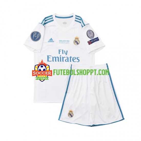 Camisola Júnior Real Madrid 2017 Retro Principais Equipamento Manga Curta