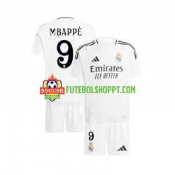 Camisola Júnior Real Madrid Mbappé Kylian 9 Principais Equipamento 2024-2025 Manga Curta