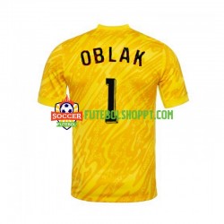 Camisola Homem Eslovénia Jan Oblak 1 Guarda-redes Principais Equipamento Euro 2024 Manga Curta